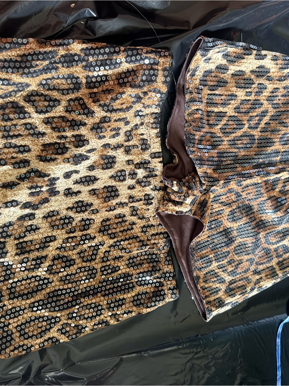 Sequin Leopard Print Strapless Dress